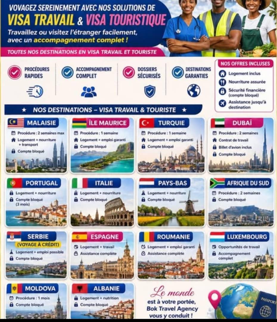 Visuel Visa Travail et Visa Touristique JOS-Travel